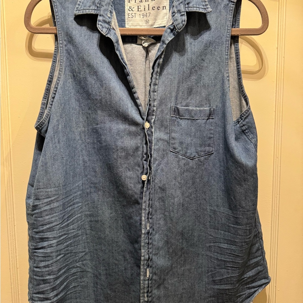 Frank & Eileen Blue Denim Sleeveless Top